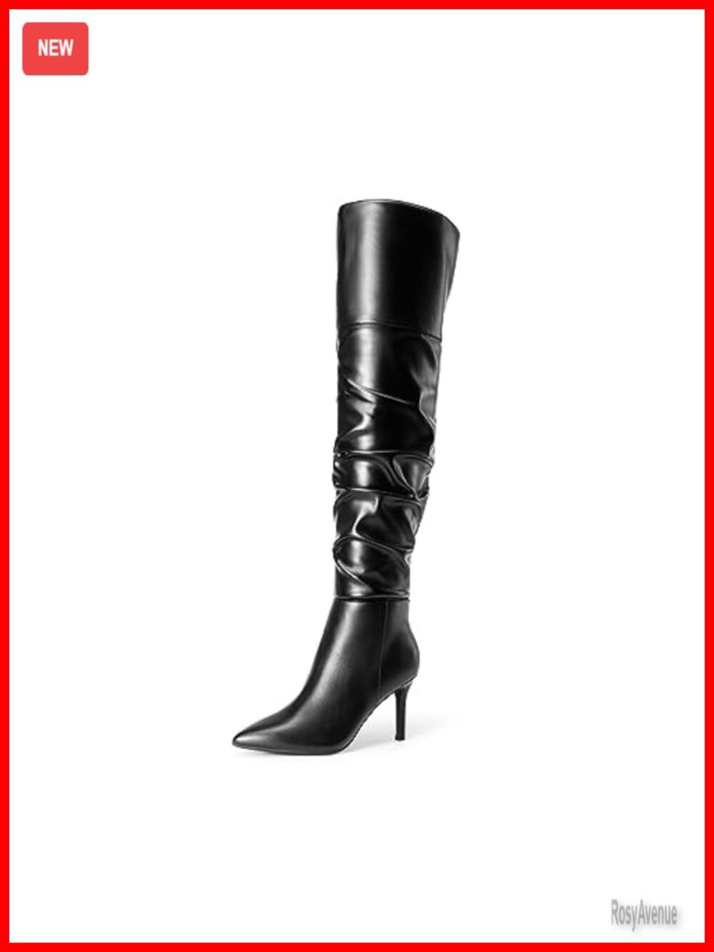 Women High Stiletto Heel Over The Knee Boots Faux Leather Pointed Toe